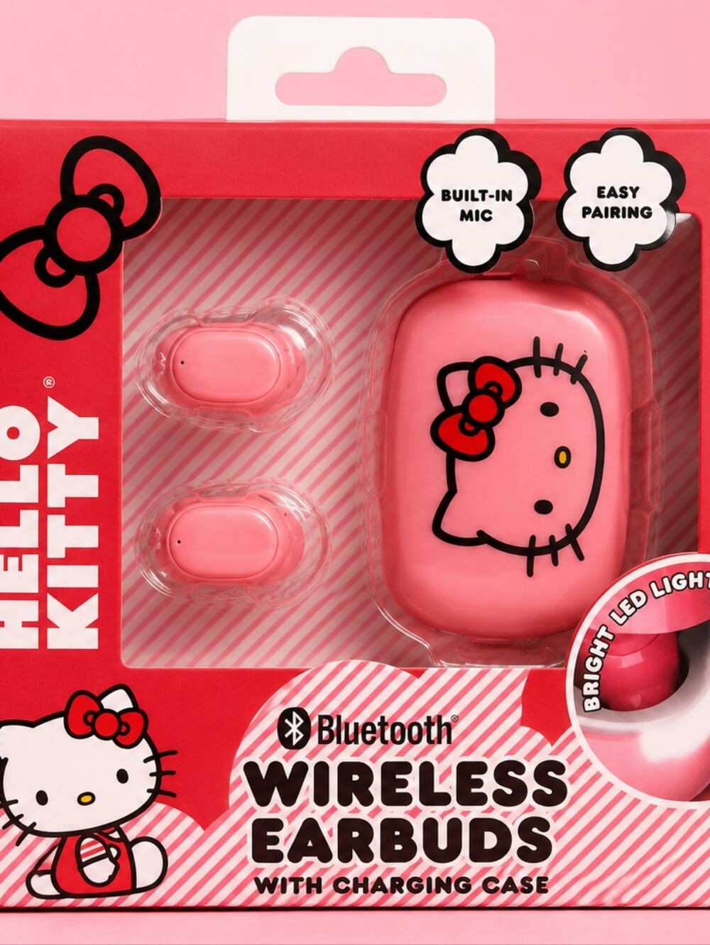 Hello Kitty Pink Bluetooth Earbuds with Character Charging Case